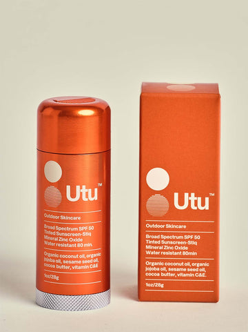 Utu Moisturizing Sunscreen Stick  Clean Mineral SPF50  Organic Jojoba Oil  Sesame Seed Oil  Lightly Tinted  Water Resistant  Unscented
